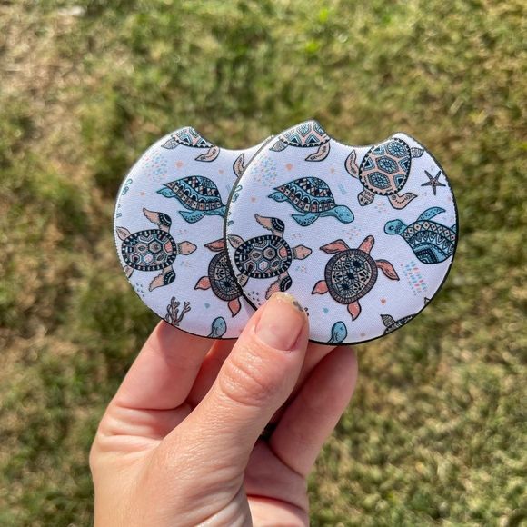 Turtle Car Coaster Set | Turtle Car Accessories | Car Decor - Picture 3 of 13